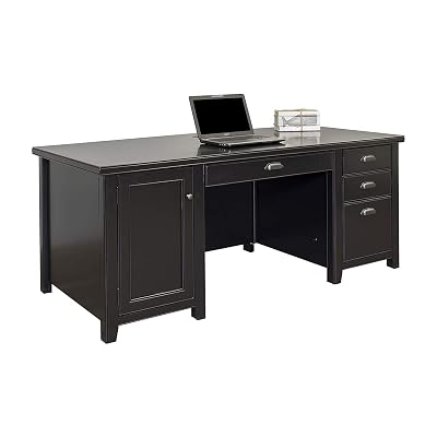 Wood &amp;amp; Style Furniture Loft Double Pedestal Computer Desk, Black Premium Office Home Durable Strong