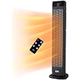 Good Housekeeping Oscillating Ceramic Tower Space Heater with Remote, 30", Black