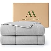 Amélie Home Cooling Comforter Queen Size, Dual-Sided Lightweight Cooling Blanket for Hot Sleepers, Q-Max 0.43 Breathable Cooling Quilt for Night Sweats, 90" x 90", Heather Cool Grey