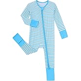 SUZEL Viscose from Bamboo Baby Footless Pajamas - Baby Infant Boys Girls One Piece Romper - Sleep 'N Play PJs - 0-24 Months (Light Blue, 6-12M)