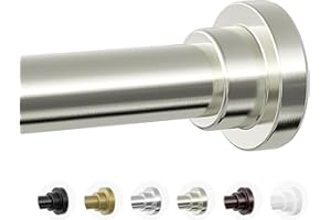 Mcrbeay Shower Curtain Rod, 1" Diameter Heavy Duty Tension Shower Rod, Non Slip Adjustable 28-74 inch No Drill Shower Curtain Rods Spring Tension For Bathroom, Shower Stall, No Rust, Brushed Nickel
