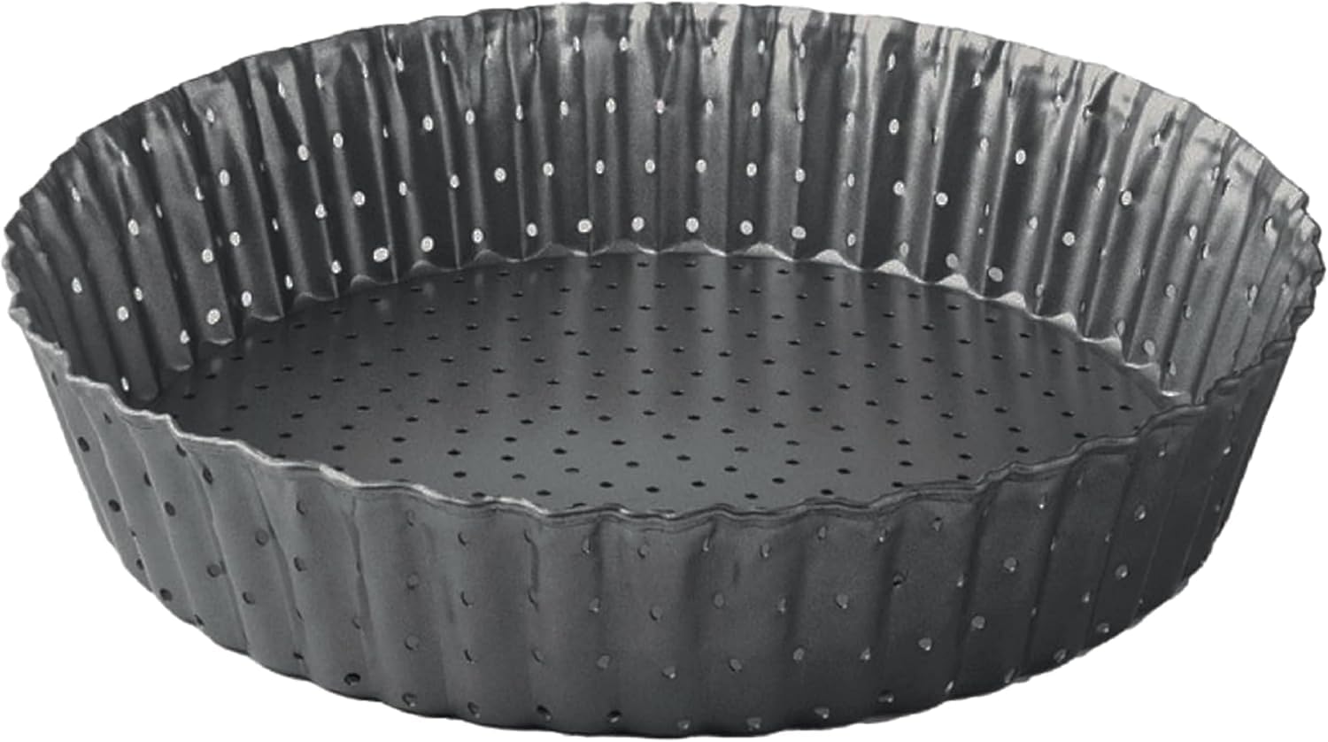 MGE World - Removable Quiche Mold - 24 cm Round Black Baking Pan with Detachable Base - Deep Mold for Quiche, Tart, Cake & More