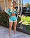 Women's Summer V Neck Floral Print Crop Top Short Pants Jumpsuits Rompers 2 Piece Outfit Blue