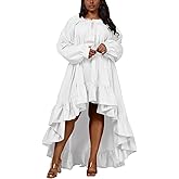 kaimimei Womens Maxi Dress Casual Fall Long Sleeve High Low V Neck Ruffle Flowy Boho Party Long Dresses