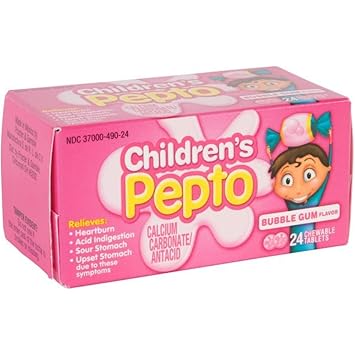 Amazon Com Pepto Bismol Children S Chewable Tablets Bubble Gum pepto bismol children s chewable tablets bubble gum 24 ct 5 pack