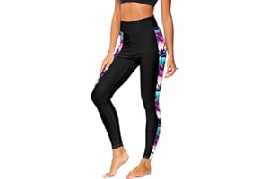 Deerose Print Swim Pants for Women Sun Protection High Waisted Swimming Leggings Rash Guard Pants
