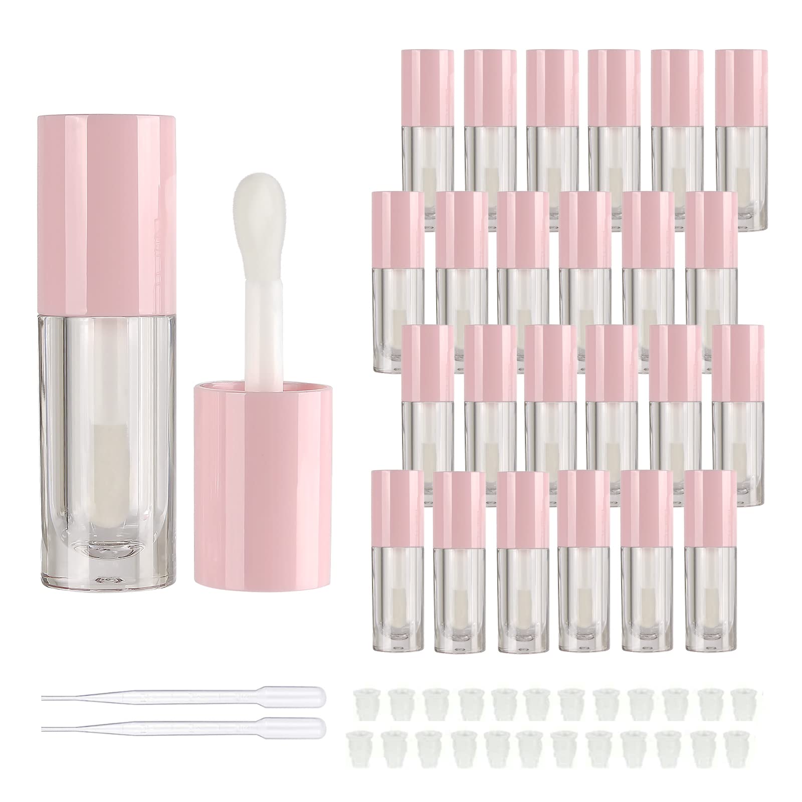 COSIDEA 14pcs Empty 6ml big doe foot wand Chunky lip gloss tubes for DIY lipgloss,Pink round lipgloss containers tubes with thick wand, Pink, 14 Count (Pack of 1) — image 1