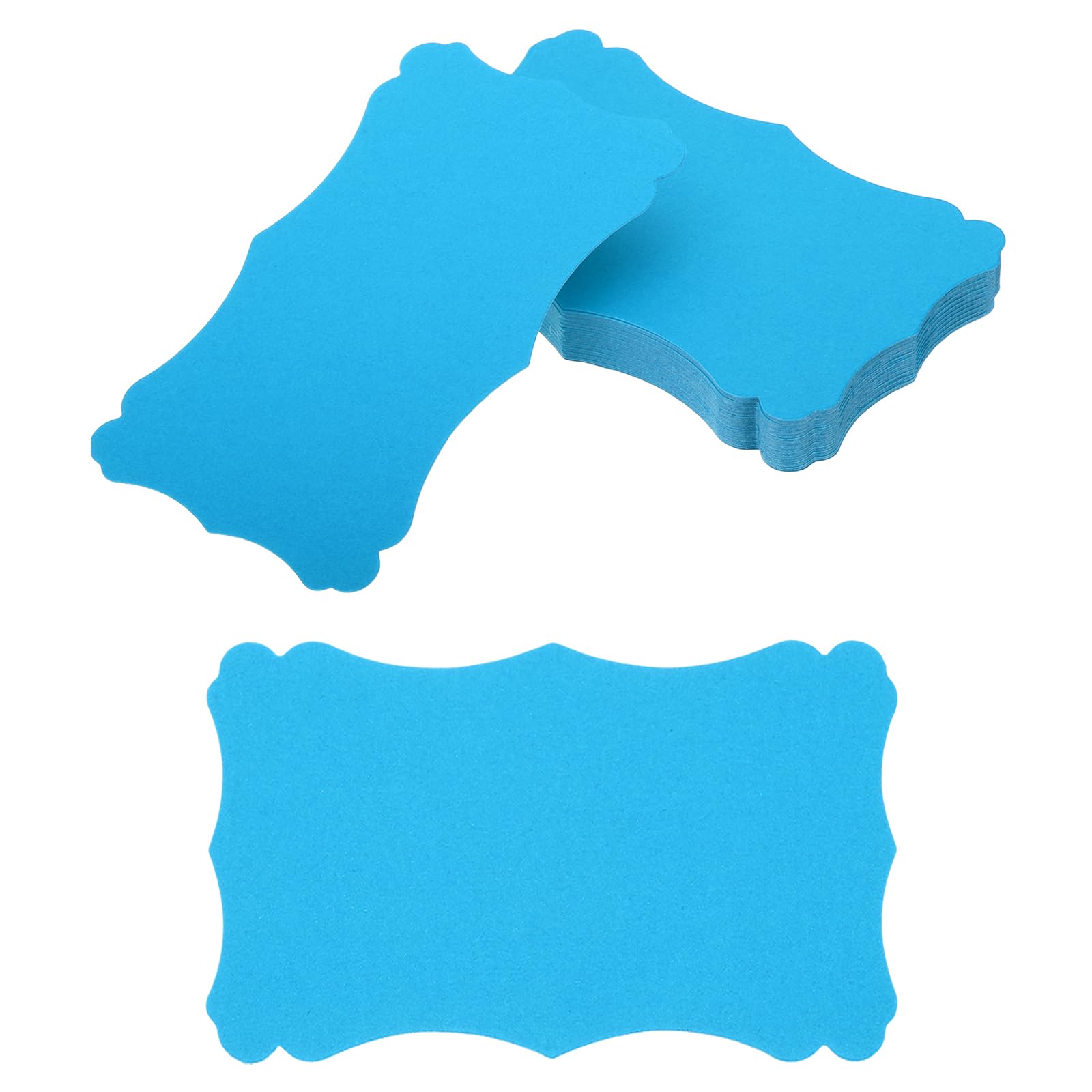 PATIKIL 3"x5" Blank Paper Business Cards, 50 Pack Small Index Flash Cards Words Message Note Card Mini Paper Tags Lace for DIY Gift, Blue