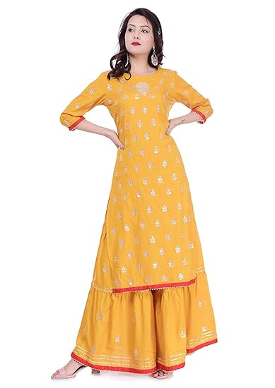 Women's Rayon Straight Kurti (AVC08_M_Yellow)