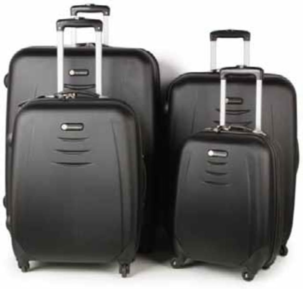 Super Lightweight 4 Wheel Spinner Check-In Hold Luggage Suitcase Black Hardcase