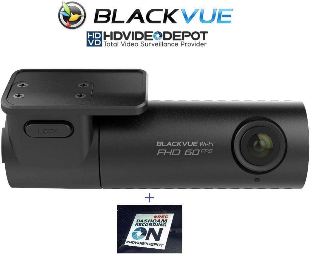 BlackVue New DR590W-1CH 32GB, Car Black Box/Car DVR Recorder, Full HD 1080p Front, 60FPS, Built-in Wi-Fi, G Sensor, 32GB SD Card + HDVD Warning Sign Included