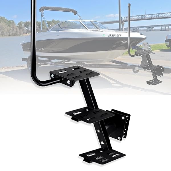 HEAVY DUTY BOAT TRAILER STEPS,500 LBS CAPACITY 3 STEPS BOAT TRAILER TONGUE STEPS LADDER WITH HANDLE,NON-SLIP SURFACE,ADJUSTABLE UNIVERSAL BOAT STEPS FOR PONTOON BOATS BASS