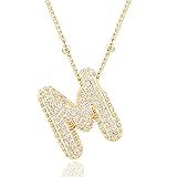 CCINPPY Letter Necklace, 14k Gold Plated Bubble