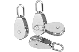 ZOENHOU 4 PCS M50 Loading 881Lbs / 400Kg Single Pulley Block, 304 Stainless Steel Single Pulley Roller with Rotatable 360°Pul