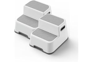 UNCLE WU 2-Step Stool for Kids & Adults - Heavy-Duty Non-Slip Safety Toddler Helper Stool, Durable Plastic Stool for Kitchen, Bathroom & Potty Training - Supports 200 lbs (2 Pack)