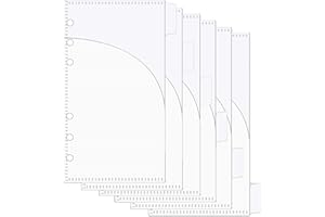 Mogoostry A6 Binder Pocket Cash Envelope 6-Tab Clear Plastic Binder Dividers with 2 Pockets for 6 Ring A6 Binder Sheet Protector Pouch Binder Folder Organizer (6 Sheets)