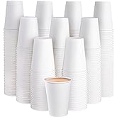 JOLLY PARTY 300 Pack 12 oz Disposable Paper Coffee Cup, Hot/Cold Beverage Drinking Cups for Water, Paper Coffee Cups, White Hot Coffee Cups