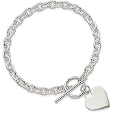 Diamond2Deal 925 Sterling Silver Heart Toggle Bracelet 8"