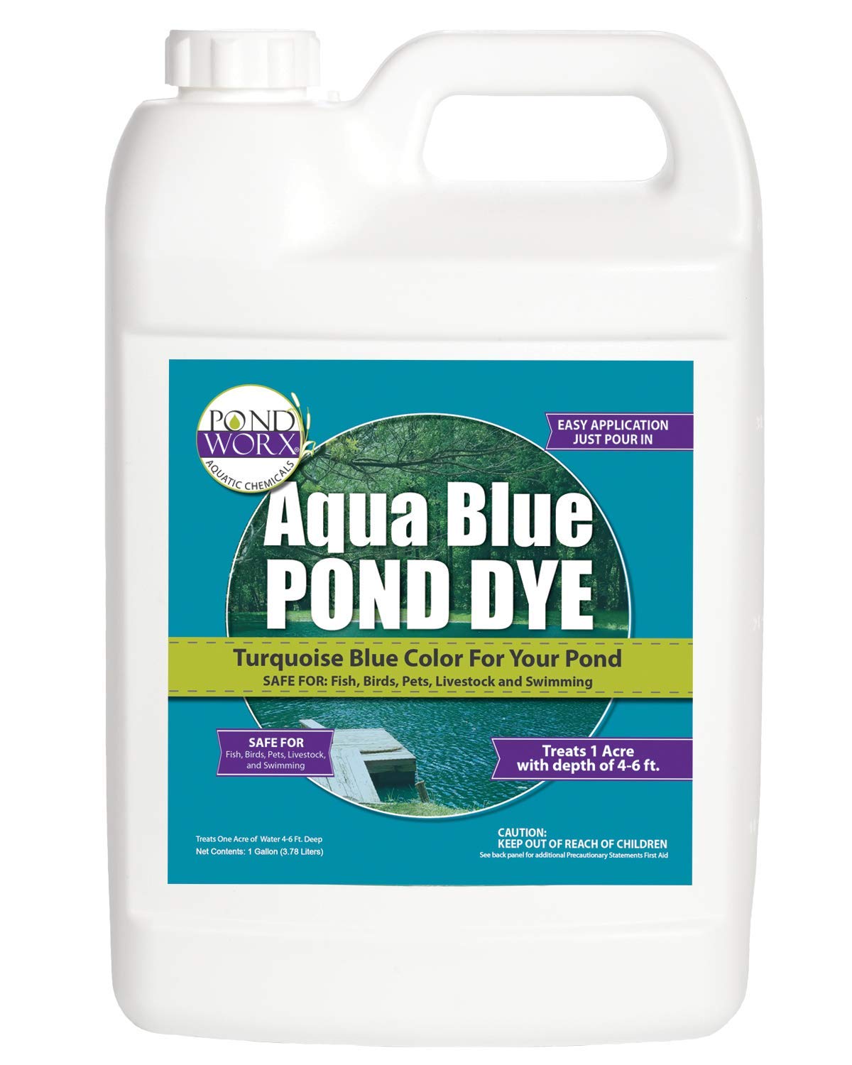 Pond Worx Lake and Pond Dye- Aqua Blue Pond Dye - 1 Gallon