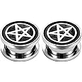 ZS Pentgram Star Ear Plug Tunnels Piercing 316L Stainless Steel Expander for Ear Body Piercing