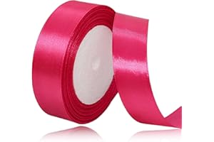 Hot Pink Satin Ribbon 1 Inch, 25 Yards Solid Color Rose Red Fabric Ribbons for Gift Wrapping, Crafting, Bows Making, Sewing P