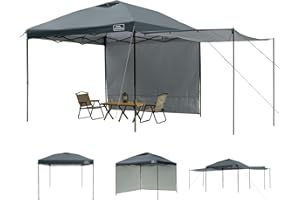 KAMPKEEPER 10x10 Easy Pop Up Canopy Tent with Sidewalls, Instant Outdoor Shade Shelter with Removable 10FT Sun Walls, Quick Setup Waterproof and UV-Resistant for Patio (Dark Gray, 2 sidewall)