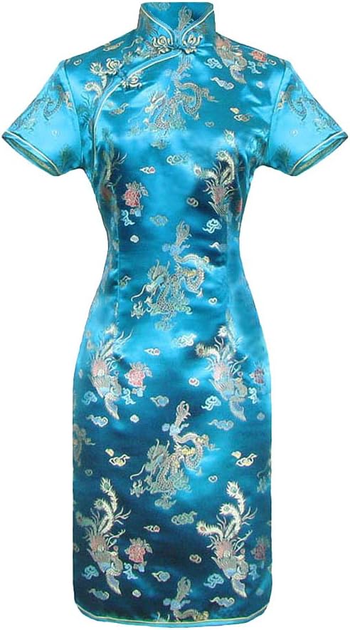 Women's Chinese Short Sleeve Cheongsam Qipao Evening Dress