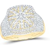 Jewels By Lux 10K Yellow Gold 2Cttw Natural Diamond Nk Cushion Men'S Ring