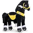 PonyCycle Horse Ride on Toys for Kids Ride on Horse Spirit Toys Essential Model E, Size 4 for Kids Age 4-7/35.4" Height, Birthday Gifts Plush Animal Giddy up Riding Toys Ride on Pony Animal Black E438