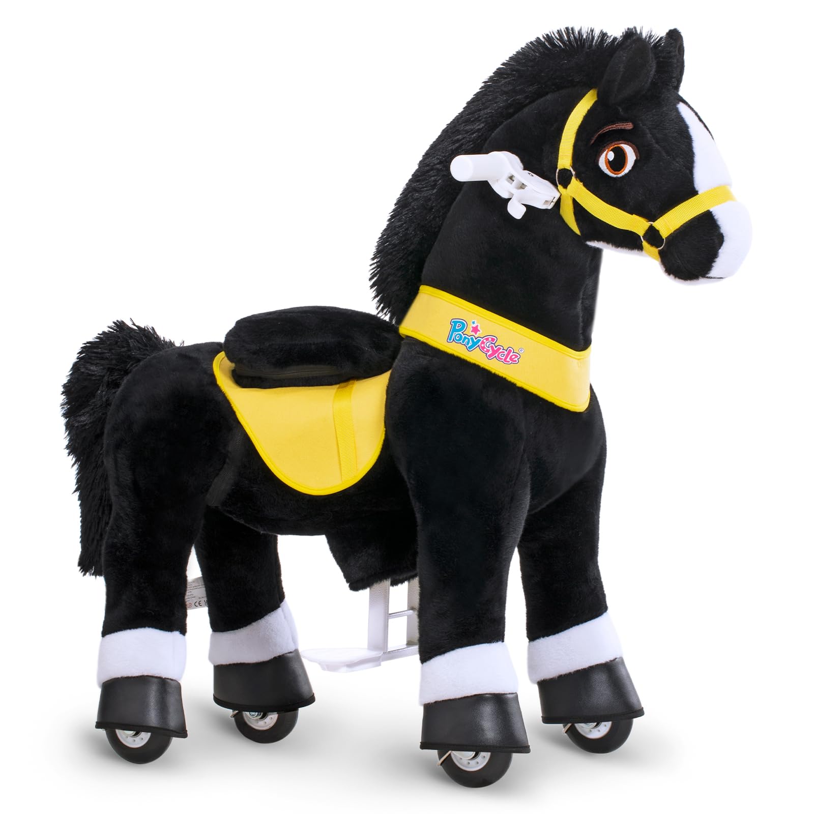 PonyCycle Essential Model E Rocking Horse Ride-on Toy with Brake (Black/Size 3 for Age 3-4) Toddler Riding Pony Outdoor Toy Indoor Plush Pony - E338