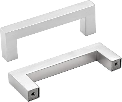 Goldenwarm Cabinet Pulls Brushed Nickel Dresser Handle 15 Pack Cabinet Hardware For Kitchen Modern Cabinet Handles Lsj12bss102 Square Bar Pulls 4in Hole Spacing Nickel Drawer Pulls Amazon Com