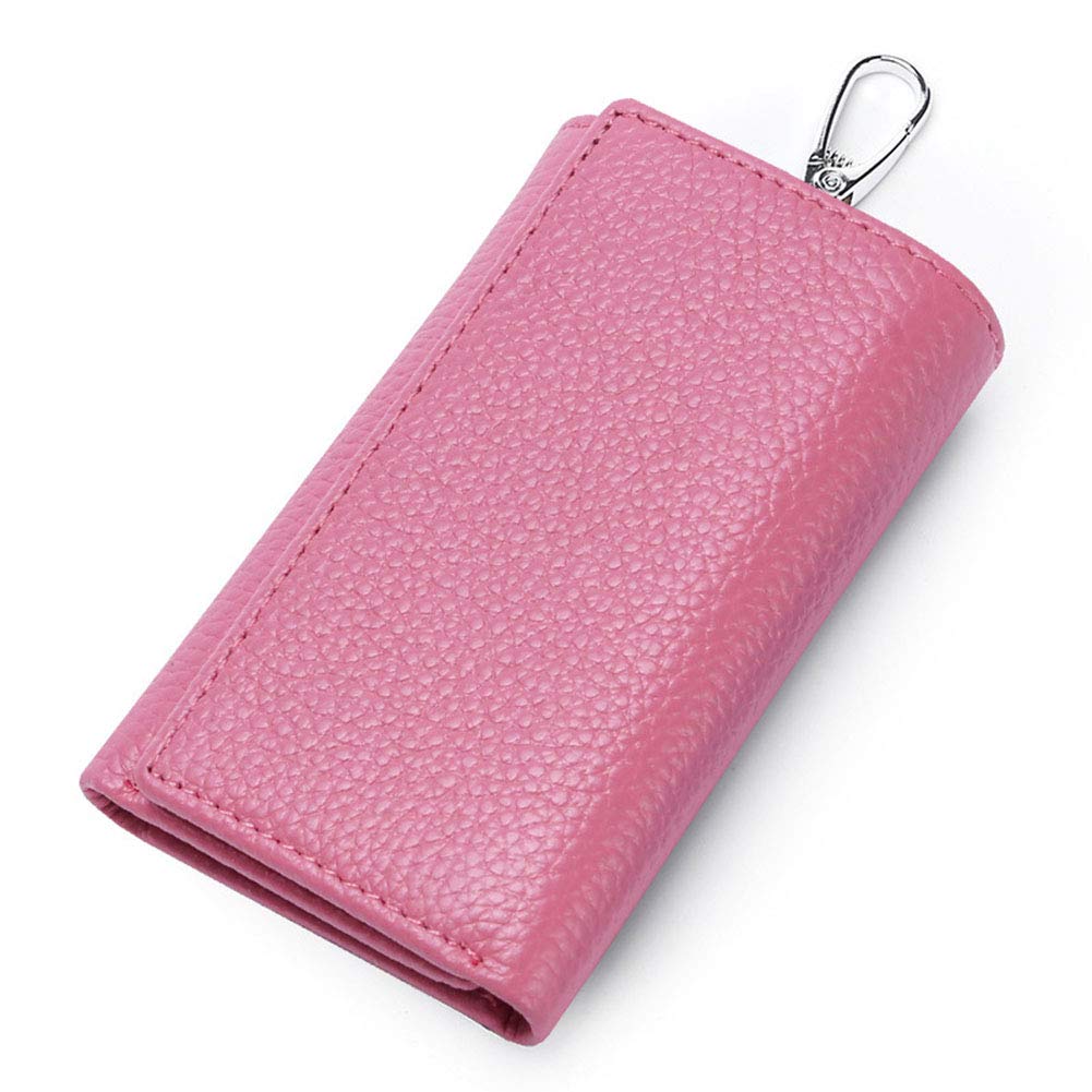RuoFeng Keychain Key Holder Ring with 6 Hooks Snap Closure, Pink, 11×7×2.5 cm