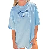 Womens Oversized Graphic Tee Shirts Fruit Sardine Hibiscus Lobster Tshirt Y2k Vintage Cute Summer Shirts for Teens