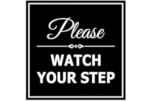 Signs ByLITA Square Classy Please Watch Your Step Sign | Safety Sign with Easy Installation (Black) - Medium 1 Pack