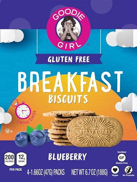 GOODIE GIRL, BREAKFAST BISCUITS, BLUEBERRY, 1.66 OUNCE (PACK OF 4)
