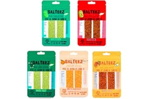 Salteez Beer Salt Strips: Real Salt & Lime Flavor Strips That Stick to Your Bottle, Can, or Cup - For a Perfectly Dressed Beer Anytime Anywhere! (5 Pack Variety)