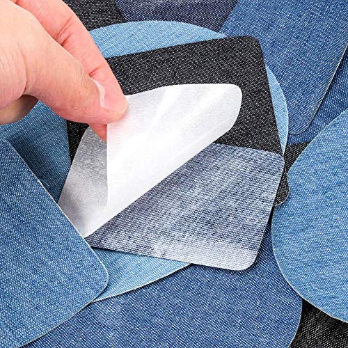 VGOODALL Patches Zum Aufbügeln, 32 Stück 4 Farben Patches Flicken zum Aufbügeln Denim Aufbügelflicken für Jeans, DIY Taschen mit Nähzeug