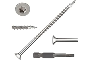 BOBIBBI 304 Stainless Steel Wood Screws, Flat Head T25 Torx Drive Deck Screws, 10x3-1/2 Inch for Wood, Decking and Fence, 1lb