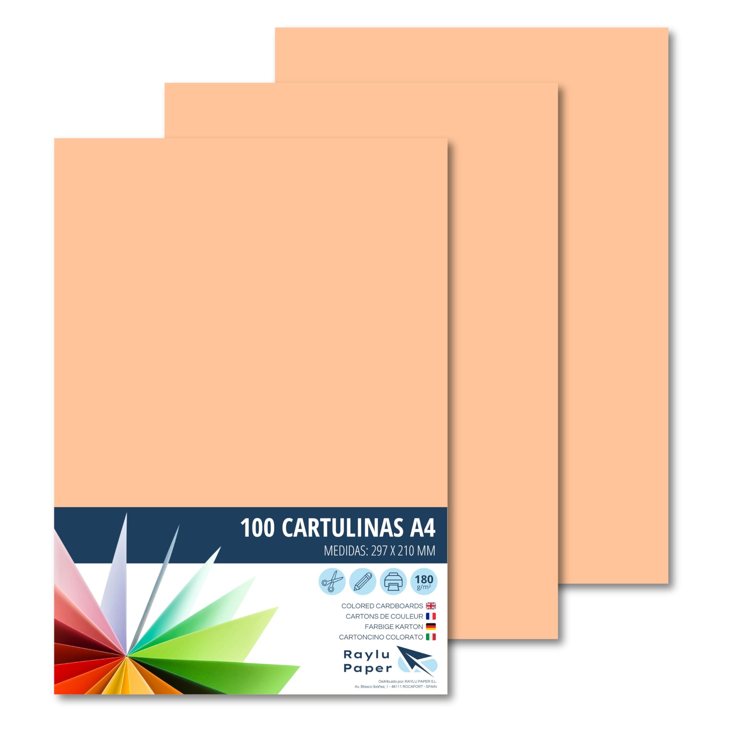 Raylu Paper® A4 100 x Flesh Coloured Cardstock, 180 g 210 x 297 mm, Ideal for Binding, Office Work, Drawing, Crafts, Suitable for School Use (Flesh) — image 1