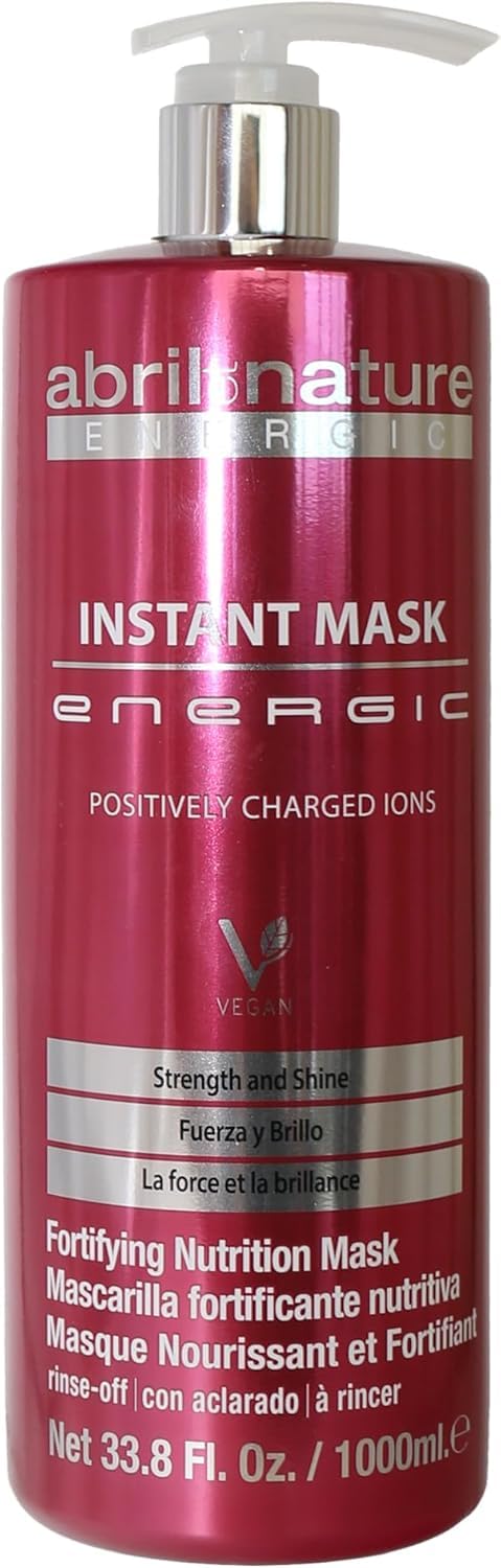 abril et nature - Energic Professional Hair Mask - Softens and Hydrates with Positive Ions - Eliminates Static Electricity and Frizz - Restores Vitality and Shine - 1000 ml