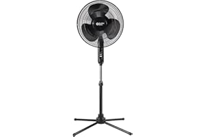 16 inch Pedestal Fan for Bedroom, 3 Speed Floor Fan, 90 Degree Oscillation, Adjustable Height, Adjustable Tilt, Oscillating A