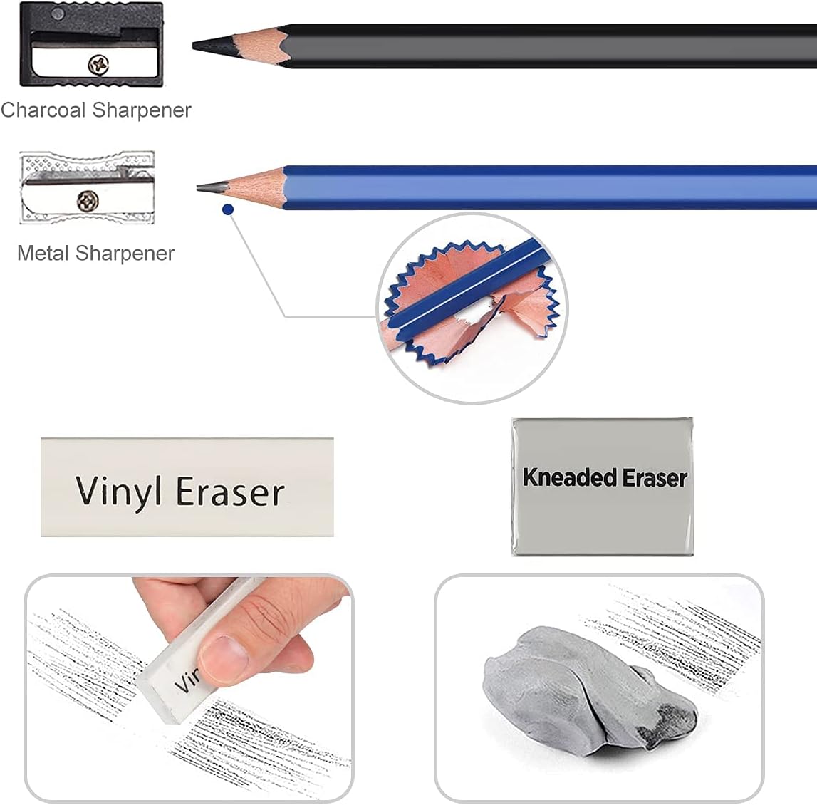 Adkwse Sketch Pencils Set, Art Supplies, Drawing Set, Graphite and Charcoal Pencils, 100 Page Drawing Pad and Kneaded Eraser, Art Kit and Supplies for Kids, Teens and Adults, Sketch Set : Office Products