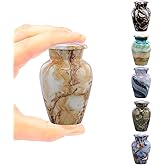 Small Keepsake Cremation Urns for Human Ashes - Marble Finish Metal Keepsake Urn - Mini Cremation Urn for Pet Ashes - Handcrafted Memorial Urn - Funeral Urns with Velvet Bag (Monalisa)