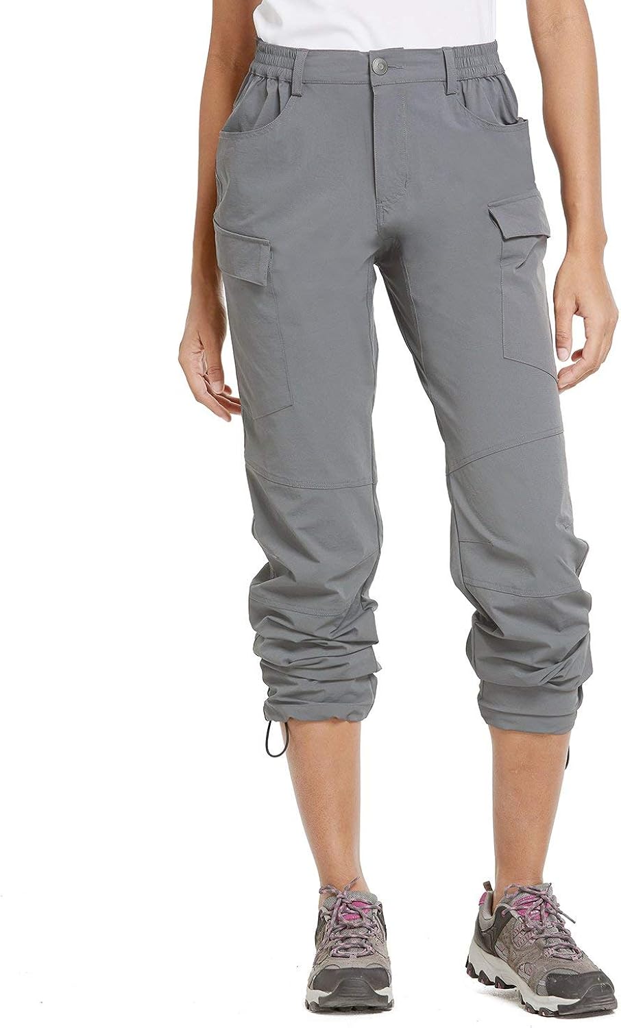BALEAF Women's Lightweight Hiking Pants Convertible Roll Up UPF 50 Stretch Outdoor Capri Pants Water Resistant: Clothing