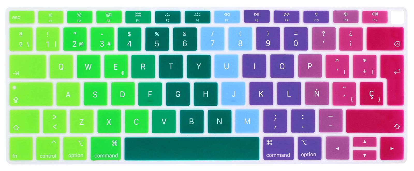 MMDW Spanish ESP Keyboard Cover Compatible with MacBook Air 2018 Release 13.3 inch A1932 with Retina Display and Touch ID Silicone Soft Protector European UK Version-Rainbow