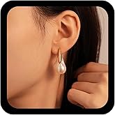 Allereyae Boho Baroque Pearl Dangle Earrings Irregular Pearls Earring Large Gold Pearl Drop Earrings Fireball Pearls Earring Wedding Bridal Jewelry for Women