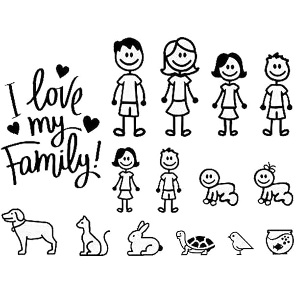 Stick Figure Family Of 4 With Dog
