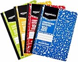AmazonBasics College Ruled Composition Notebook, 100 Sheet, Assorted Marble Colors, 4-Pack