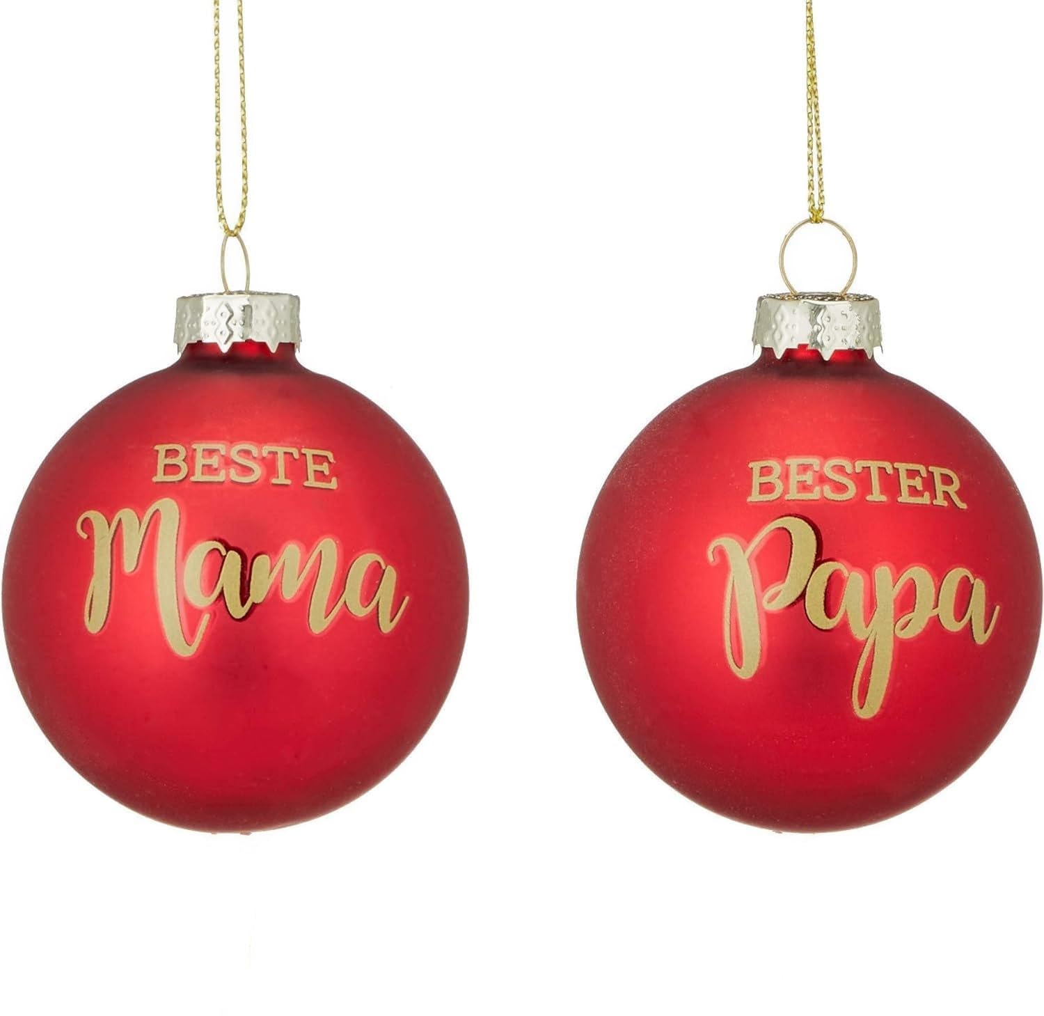 MC Trend Set of 2 Christmas Baubles Christmas Tree Decoration Baubles Best Mum & Best Papa Christmas Decoration Gift Pendants (Set of 2 Mum and Dad)