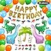 PartyBuzz Dinosaur Party Supplies, 92 Pack Dino Theme Birthday Decorations Set for Boys and Girls - Happy Birthday Banner, Cupcake Toppers, Inflatable T-Rex, Balloons, Temporary Tattoos for Kids
